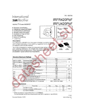 IRFR420TRPBF datasheet  